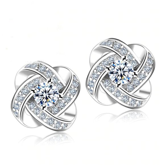 *NEW 925 Sterling Silver Diamond Infinity Earrings - Picture 2 of 10